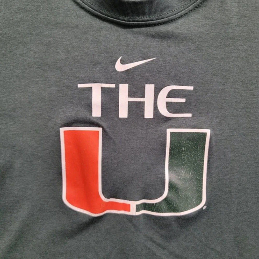 2 NCAA Miami Hurricanes Green T Shirt Size Small Nike The U Football‎ Dri-Fit